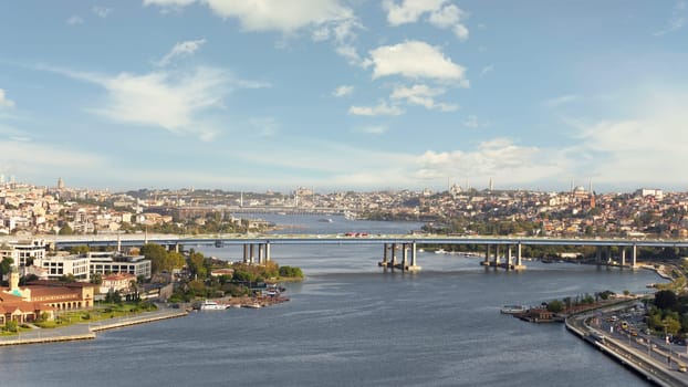 Istanbul city view from Pierre Loti Teleferik station overlooking Golden Horn, Eyup District, Istanbul, Turkey
