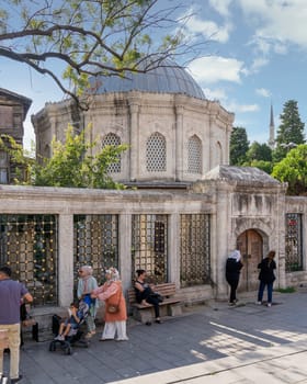Istanbul, Turkey - September 1, 2022: Tomb of Ferehat Pasa, or Ferhat Pasa Turbesi, suited in Eyupsultan district