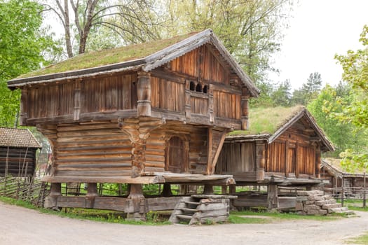 The Small Norwegian houses in Norway mountain.