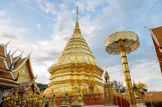 Wat Phra That Doi Suthep is the popular tourist destination of Chiang Mai, Thailand.