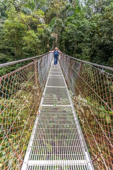 Suspension bridge in the tropical rain forest of Costa Rica