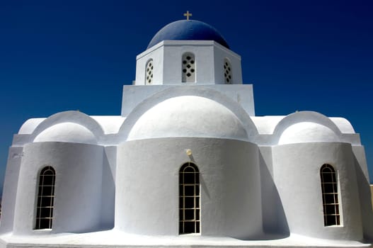 typical church of santorini island, in greece. village of Ia