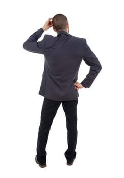 young business man full body from back