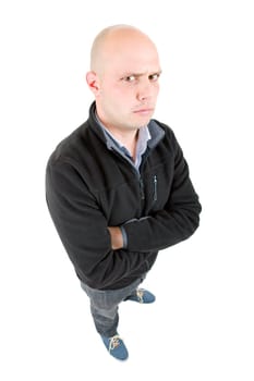 young casual man full body in a white background