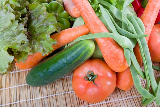Fresh vegetables on wooden table