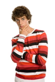 casual young man portrait, isolated on white