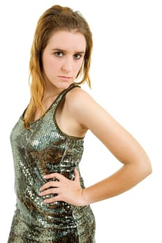young casual beautiful woman, isolated in white