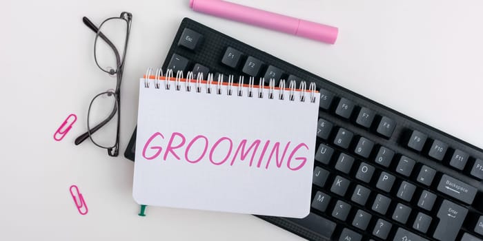 Writing displaying text Grooming, Business concept hygienic care and enhancing the appearance of the pets