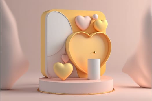 3d valentine background products display summer with podium platform.