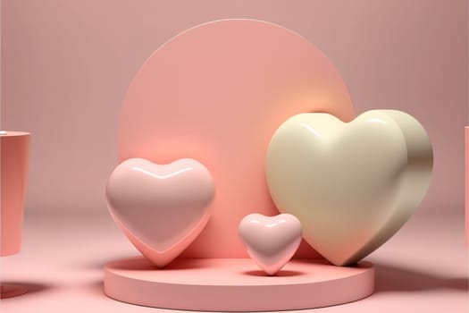 3d valentine background products display summer with podium platform.