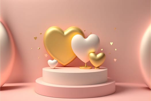 3d valentine background products display summer with podium platform