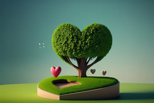 Abstact 3d render spring scene and Natural podium background.
