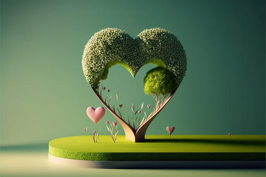 Abstact 3d render spring scene and Natural podium background