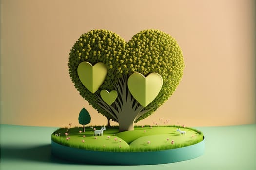 Abstact 3d render spring scene and Natural podium background.