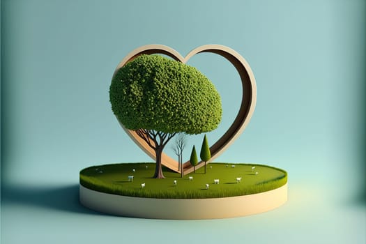Abstact 3d render spring scene and Natural podium background.