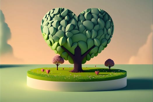 Abstact 3d render spring scene and Natural podium background.