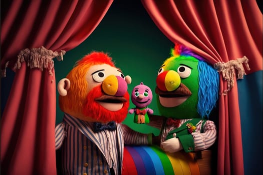 Rainbow puppets in love, pride, Valentine's day.
