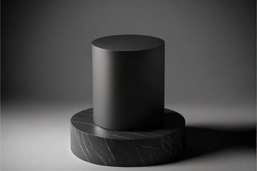 Stone and Rock shape 3d render illustration. Round podium, pedestal for brand product exhibition.
