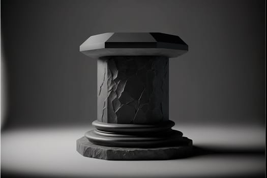 Stone and Rock shape 3d render illustration. Round podium, pedestal for brand product exhibition.