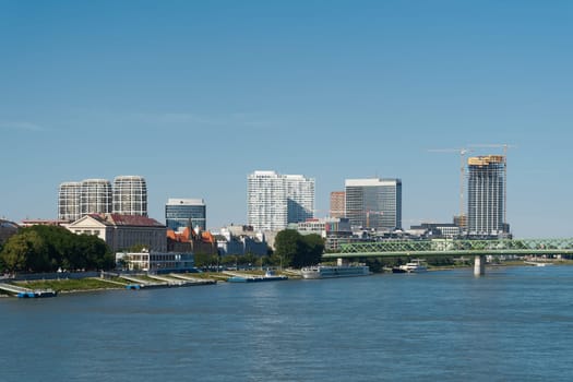 Skyline of the modern part of Bratislava, the capital of Slovakia
