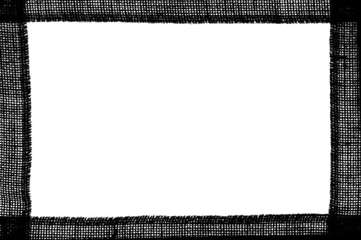 Background frame made of burlap stripes in black and white appearance.