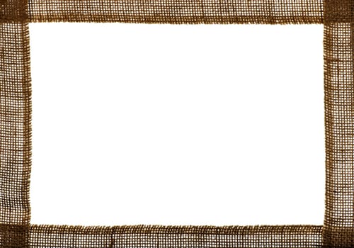 Background frame made of burlap stripes in natural colors.