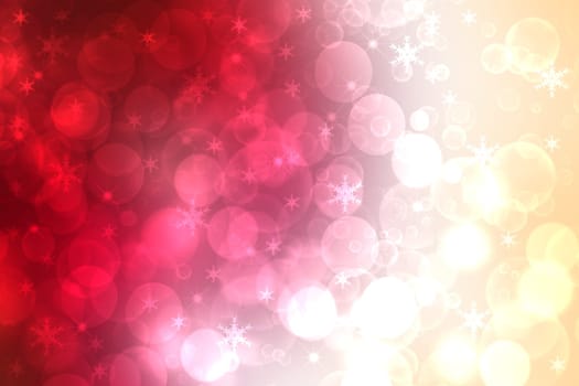 A festive abstract gradient orange pink red background texture with glitter defocused sparkle bokeh circles and stars. Card concept for Happy New Year, party invitation, valentine or other holidays.