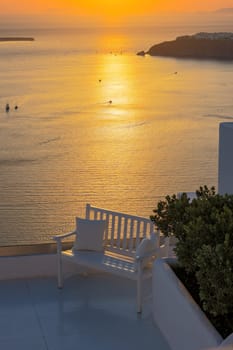 Sunset over Santorini as seen from Imerovigli. Cyclades, Greece