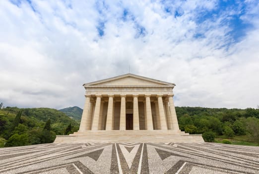 Possagno, Italy. Temple of Antonio Canova with classical colonnade and pantheon design exterior