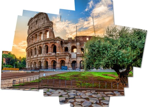 Italy, Rome - Sunset behind the Colosseum, the most famous Roman landmark sightseeing