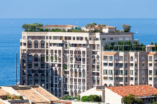 Monte Carlo, Monaco - August 2022: detail of luxury real estete residential building