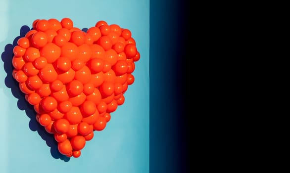 Red heart - symbol of love, romantic, celebration. Concept with copy space