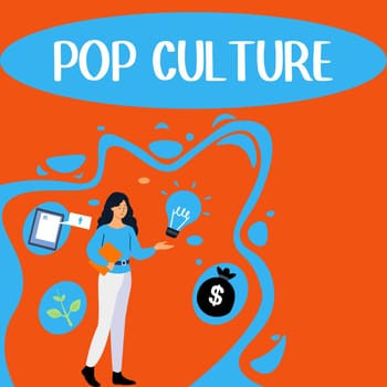 Writing displaying text Pop Culture, Word Written on describes the lifestyle and tastes of the majority of mostly younger people