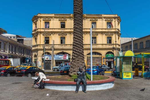 Street in the historic city of Valparaiso, Chile