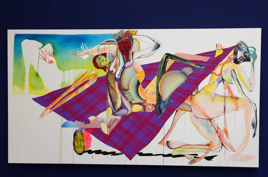Venice, Italy - September 6, 2022: 59th Venice Art Biennale in Venice. Had a Gud Time Now, Who Could Say by the American artist Christina Quarles
