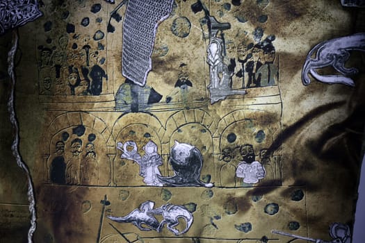 Venice, Italy - September 6, 2022:  59th Venice Art Biennale in Venice. Queendom by Ilit Azoulay in Israel pavilion