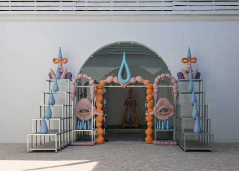 Venice, Italy - September 6, 2022: 59th Venice Art Biennale in Venice. After Dreams: I Dare to Defy the Demage by artist Zsofia Keresztes at the Hungarian pavilion