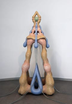 Venice, Italy - September 6, 2022: 59th Venice Art Biennale in Venice. After Dreams: I Dare to Defy the Demage by artist Zsofia Keresztes at the Hungarian pavilion