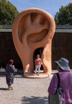 Venice, Italy - September 6, 2022: Brazilian pavilion, in Giardini at 59th Venice Art Biennale in Venice.