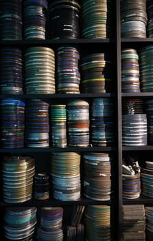 Venice, Italy - Sept 6, 2022: 59th Venice Art Biennale in Venice. Dreams have no titles by Zineb Sedira s film installation takes you back to the cinema of the 1960s and 1970s in French pavilion