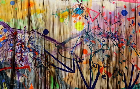 Venice, Italy - Sept 6, 2022:  59th Venice Art Biennale in Venice. The Prolific Beauty of Our Panicked Landscape by British artist Jade Fadojutimi