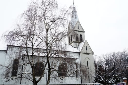 Sremska Mitrovica, Serbia, 27. 01.2023 The Greek Catholic Church of the Ascension of the Lord is a religious temple. The church belongs to the Greek Catholic diocese of St. Nicholas in Russian Krstur
