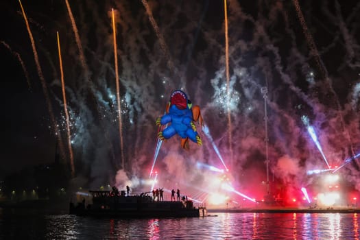 Cracow, Poland - June 4, 2022: Great Dragon Parade. The Great Outdoor Show on the Vistula River.