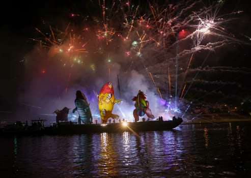 Cracow, Poland - June 4, 2022: Great Dragon Parade. The Great Outdoor Show on the Vistula River.
