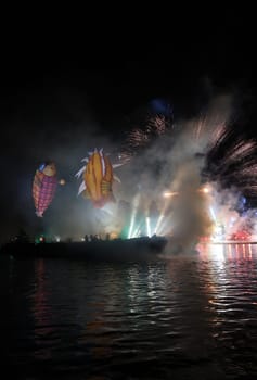 Cracow, Poland - June 4, 2022: Great Dragon Parade. The Great Outdoor Show on the Vistula River.