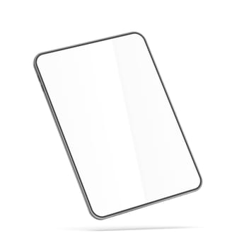 Tablet with blank display on white background