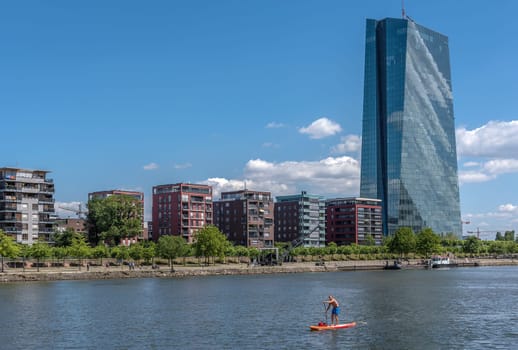 View across the river Main to the European Central Bank, Frankfurt, Germany