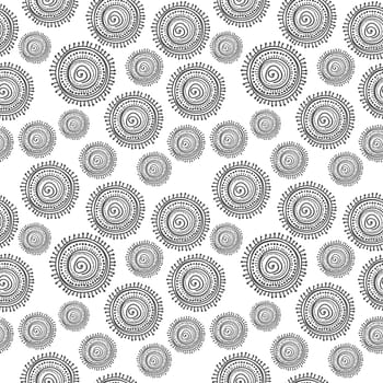 Black and white seamless pattern with sun symbol african motif