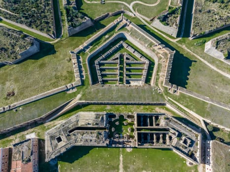 Sant Ferran Castle, Bulwark of Santa Tecla, Figueres, Girona Spain. top aerial view