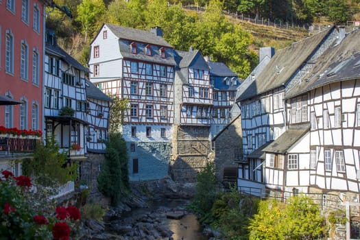 MONSCHAU - small town Monschau in Germany. The historic town center has many half-timbered houses and narrow streets remained nearly unchanged for 300 years